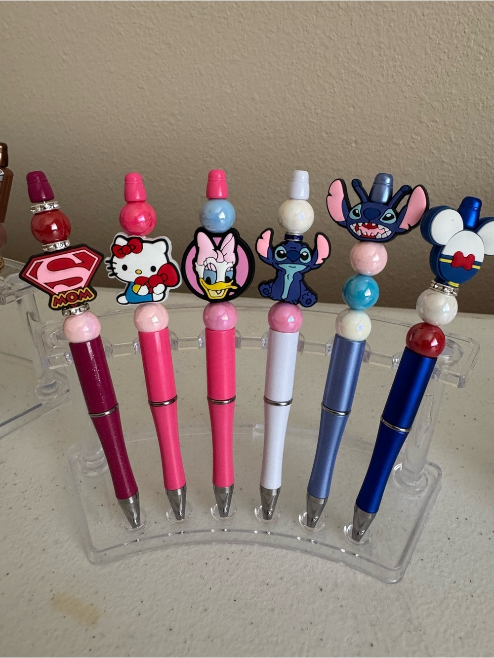 Assorted Character Top Kids Pens - Pink, Blue, Purple, White